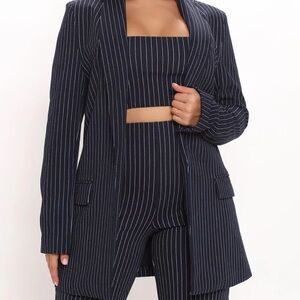 Pinstripe Navy Blazer